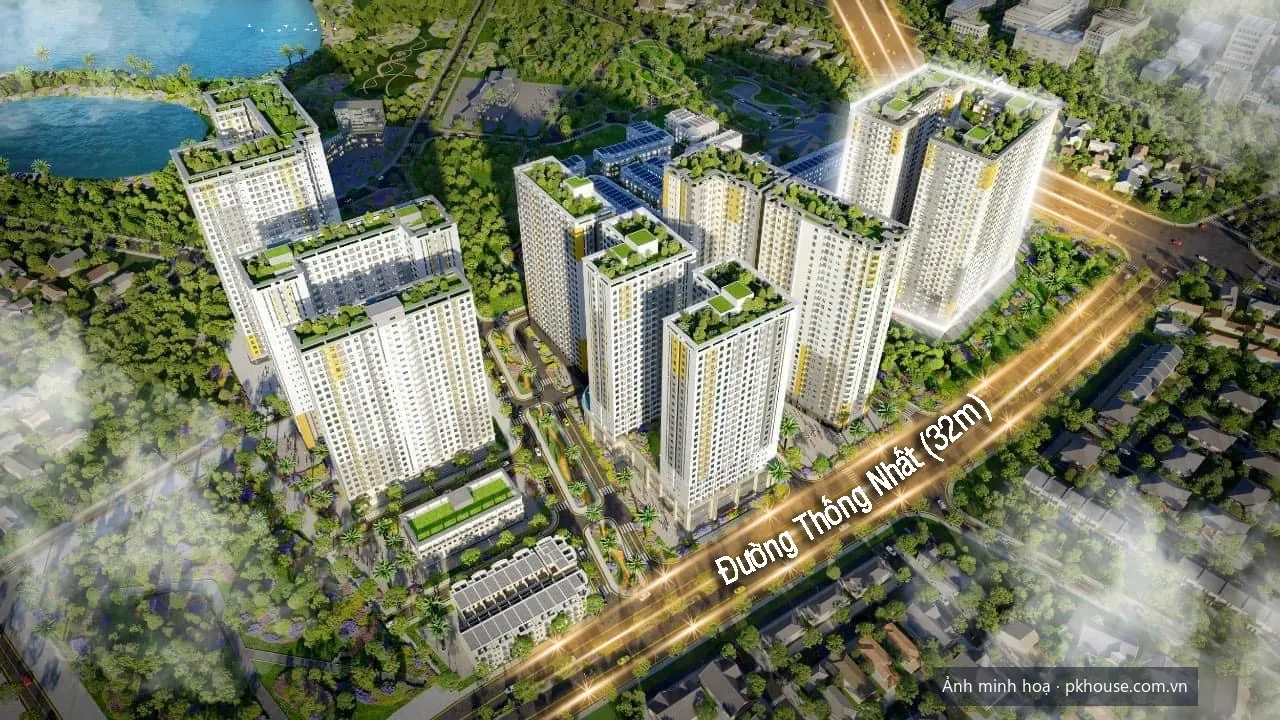 Phối cảnh tổng thể khu đô thị Bcons City nhìn từ trên cao dự án Bcons City – Giai đoạn 1